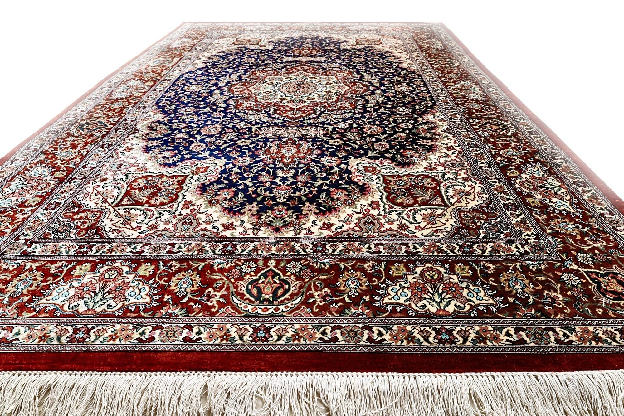 Hand-Knotted Silk Qom Persian Rug, 154 × 102 cm