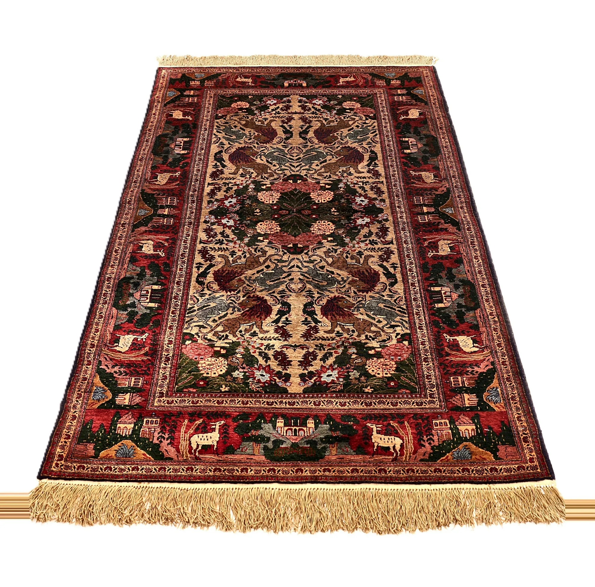 Hand-Knotted Silk Persian Rug, 153 × 94 cm