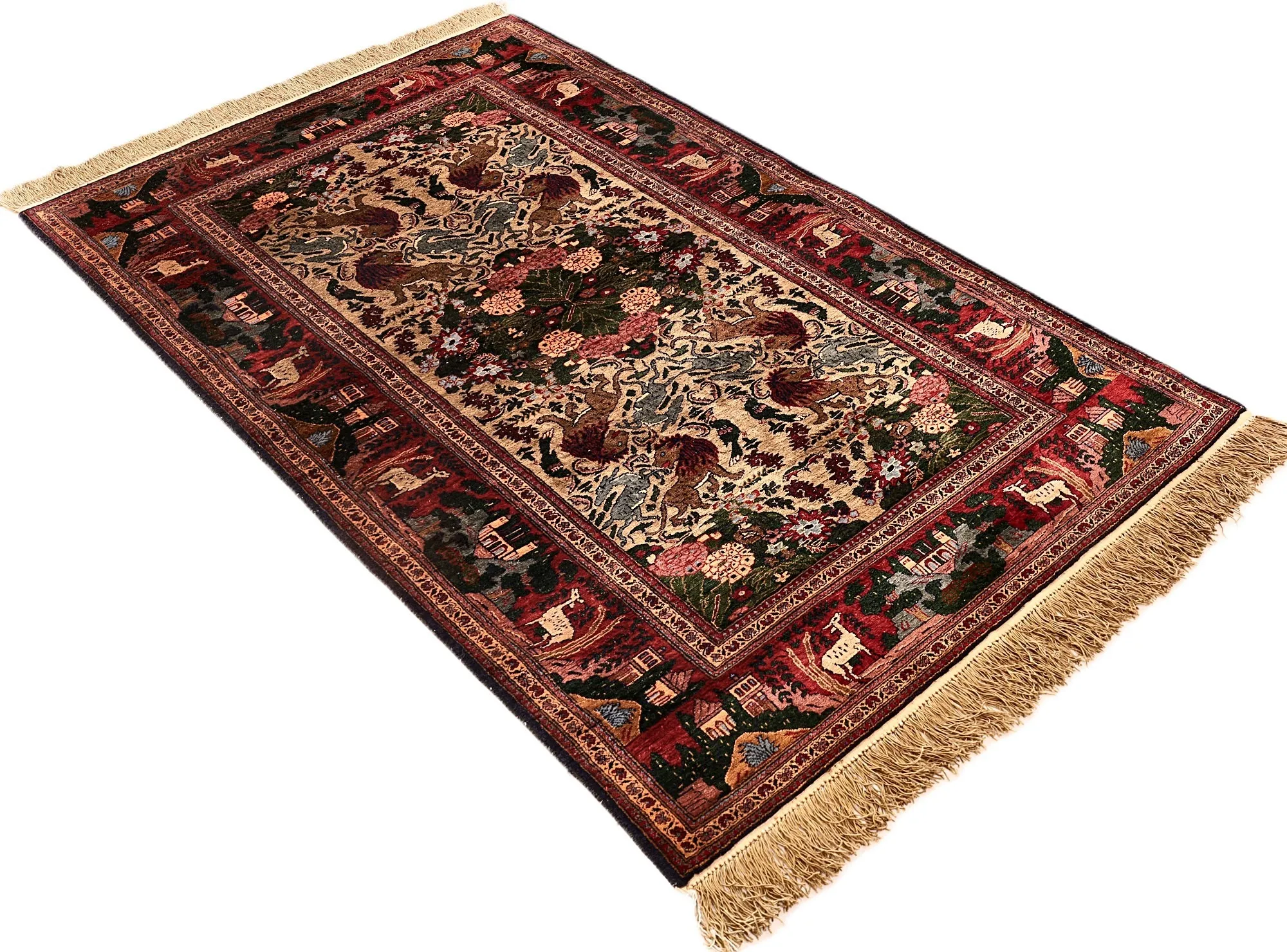 Hand-Knotted Silk Persian Rug, 153 × 94 cm
