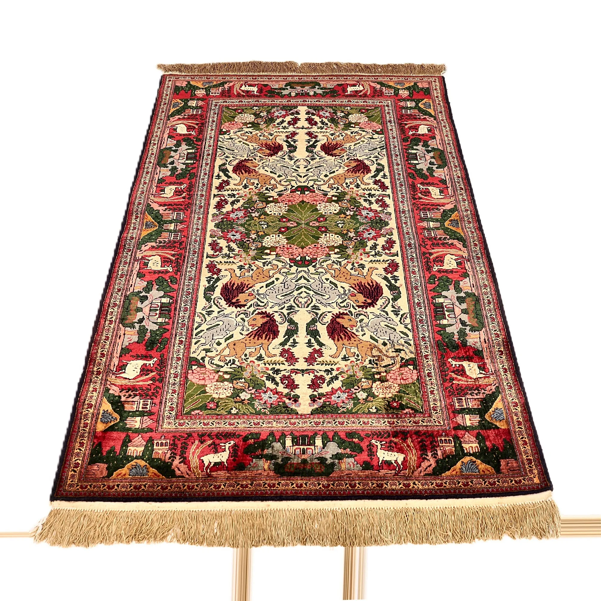 Hand-Knotted Silk Persian Rug, 153 × 94 cm