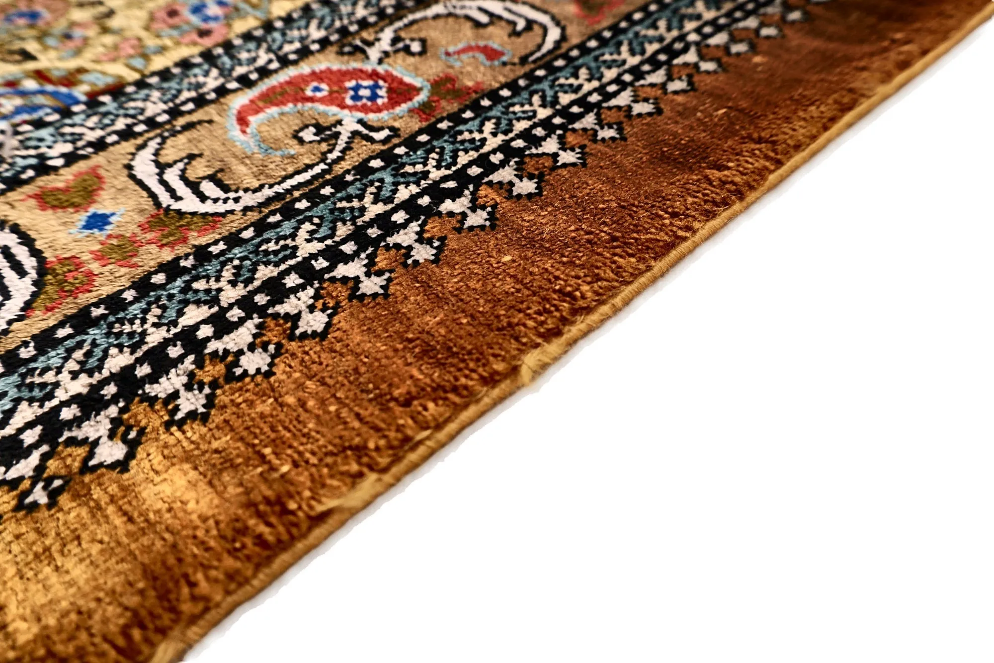 115785-10 Hand-Knotted Silk Qom Persian Rug, 117 × 80 cm