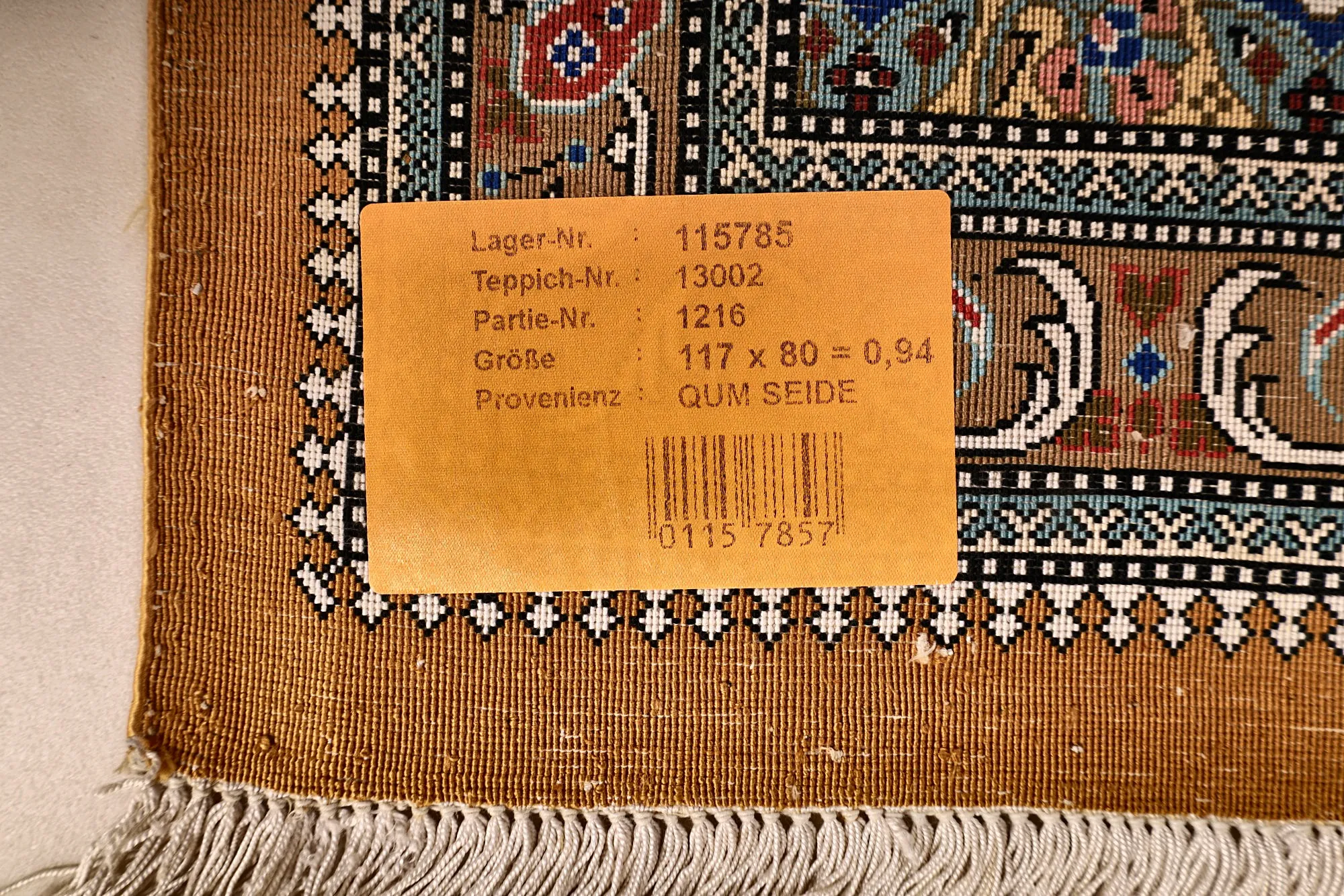 115785-13 Hand-Knotted Silk Qom Persian Rug, 117 × 80 cm