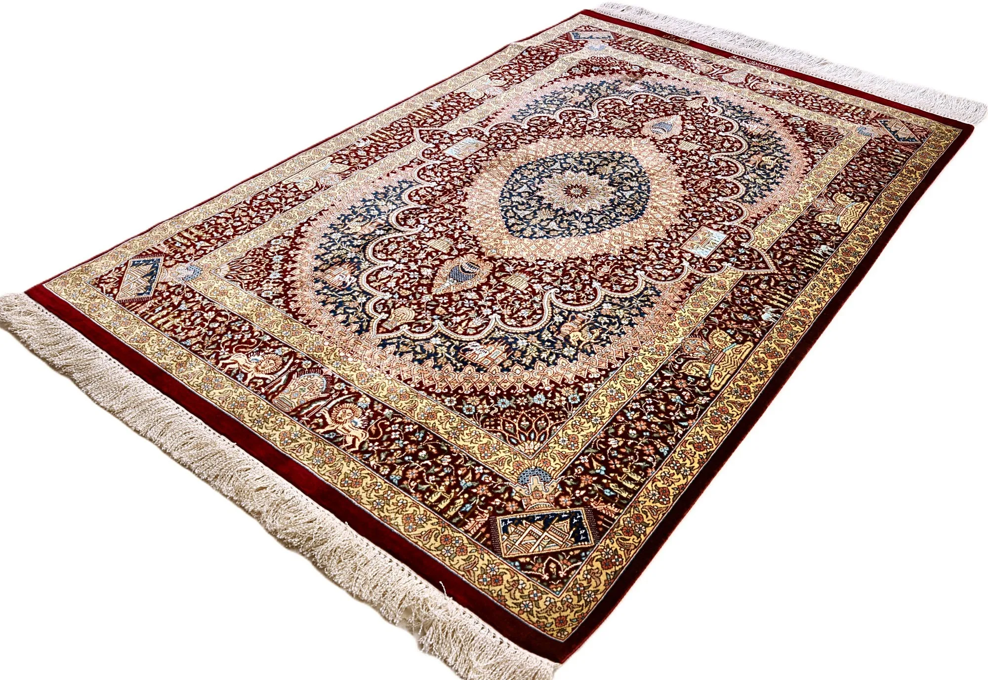 Qom Persian Rug — hand-knotted, 118 × 80 cm, Silk