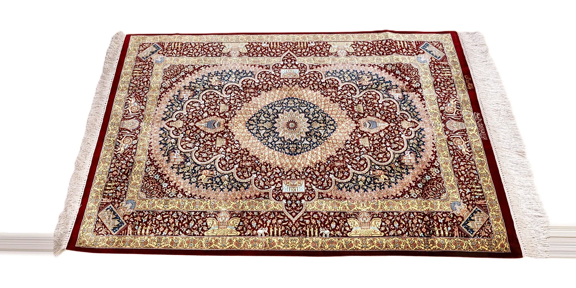Qom Persian Rug — hand-knotted, 118 × 80 cm, Silk