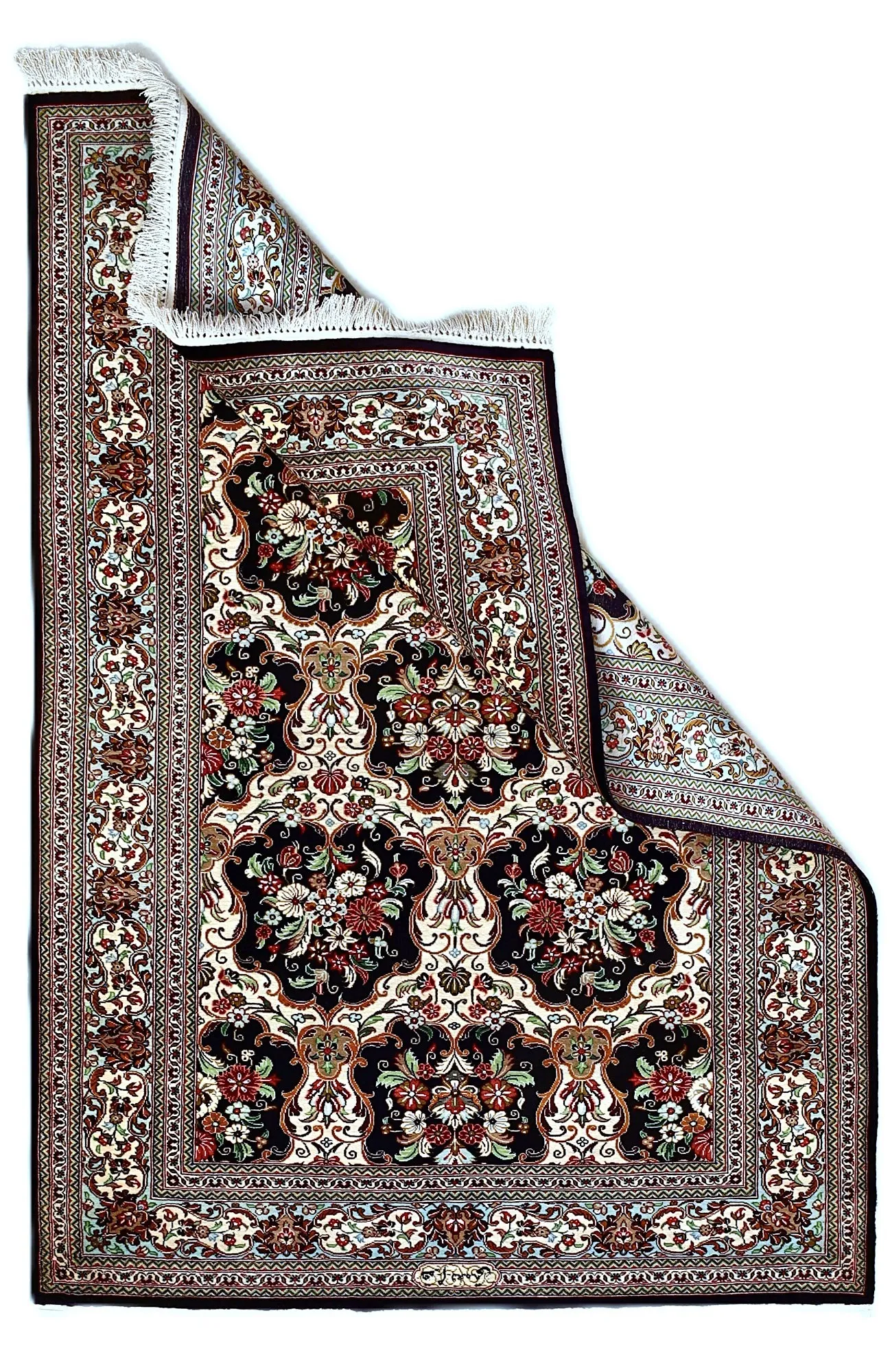 Hand-Knotted Silk Qom Persian Rug, 114 × 80 cm