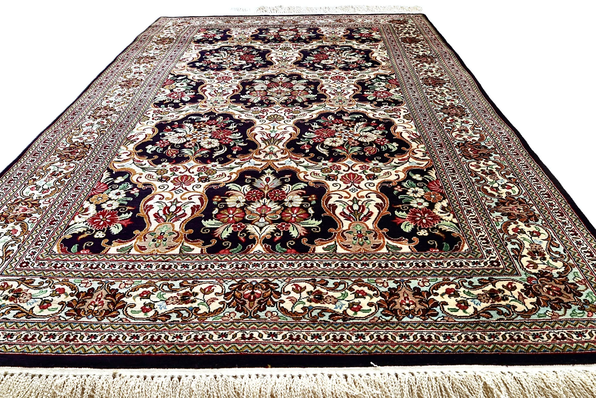 Hand-Knotted Silk Qom Persian Rug, 114 × 80 cm