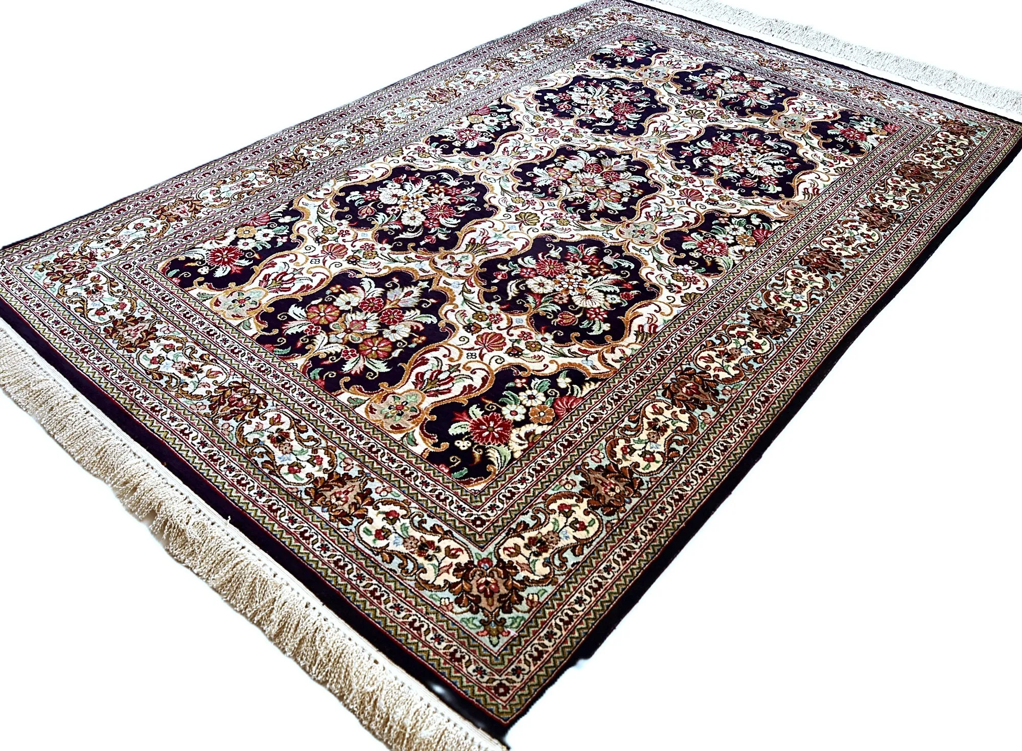 Hand-Knotted Silk Qom Persian Rug, 114 × 80 cm