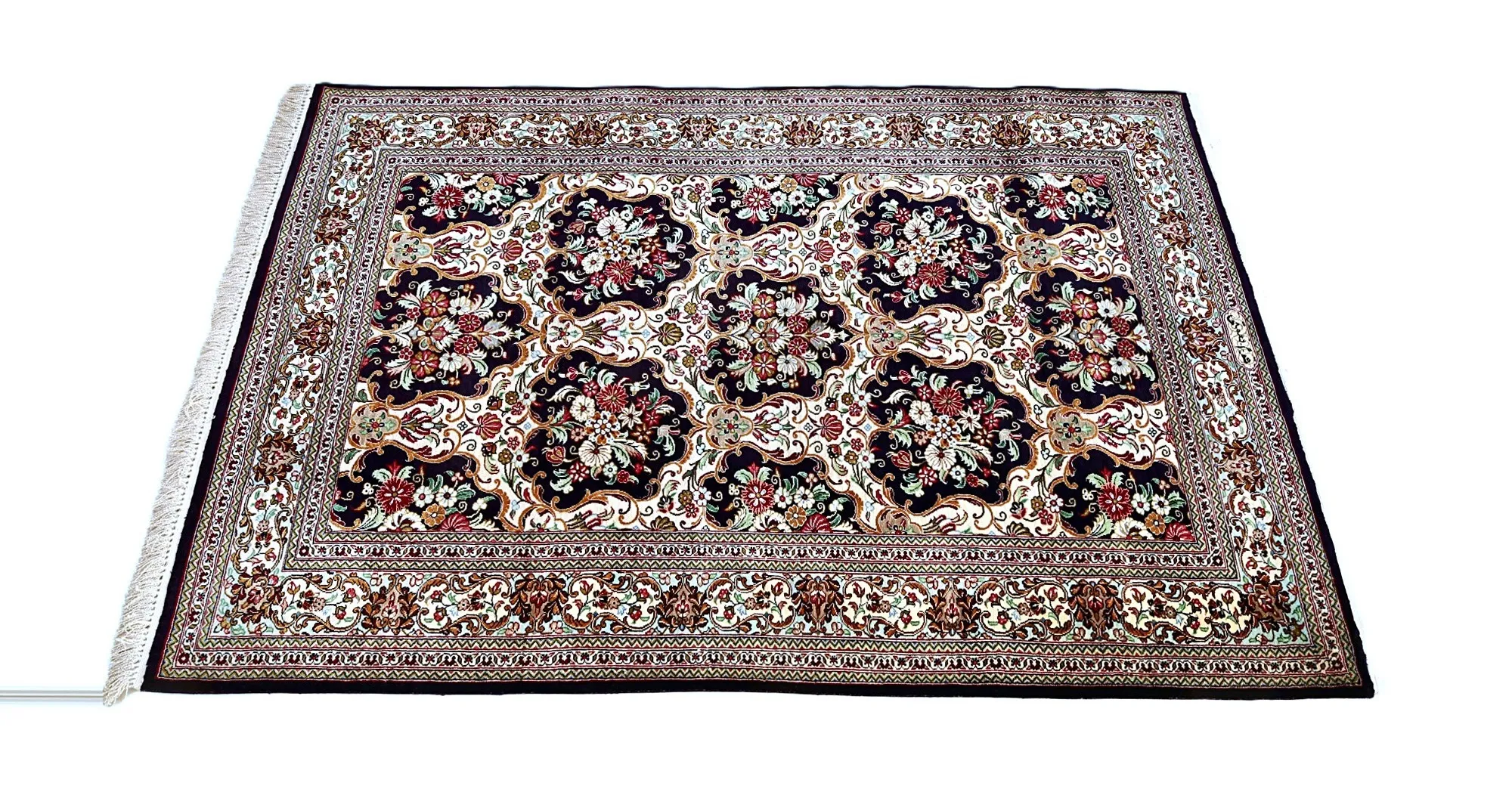 Hand-Knotted Silk Qom Persian Rug, 114 × 80 cm