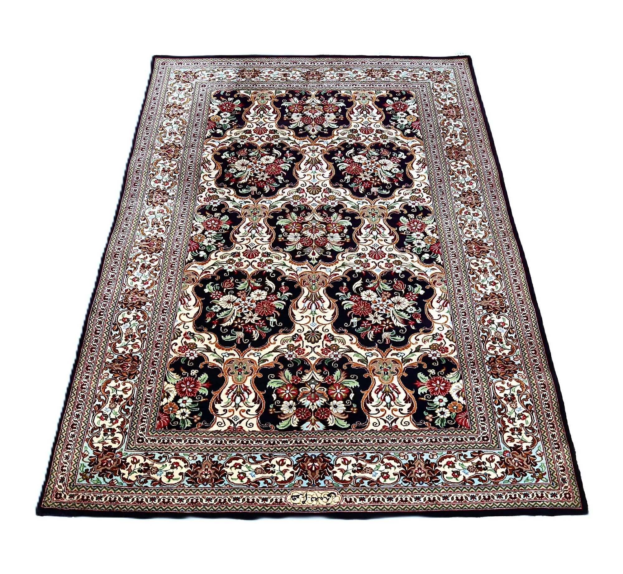 Hand-Knotted Silk Qom Persian Rug, 114 × 80 cm