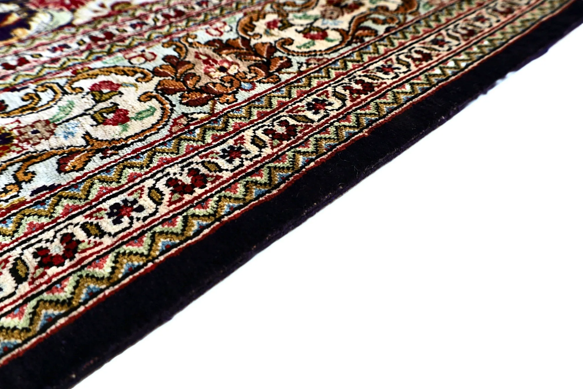 Hand-Knotted Silk Qom Persian Rug, 114 × 80 cm