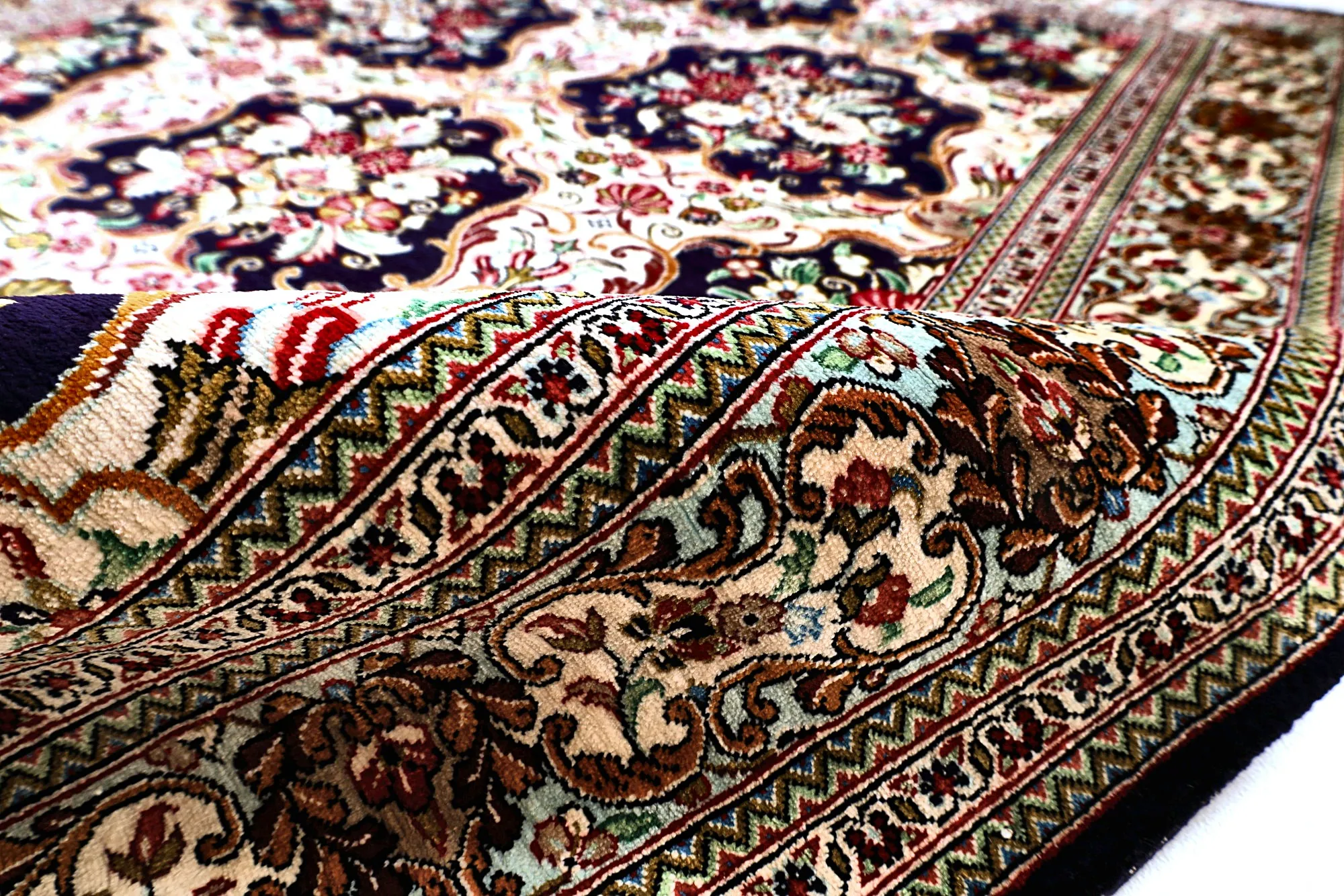 Hand-Knotted Silk Qom Persian Rug, 114 × 80 cm