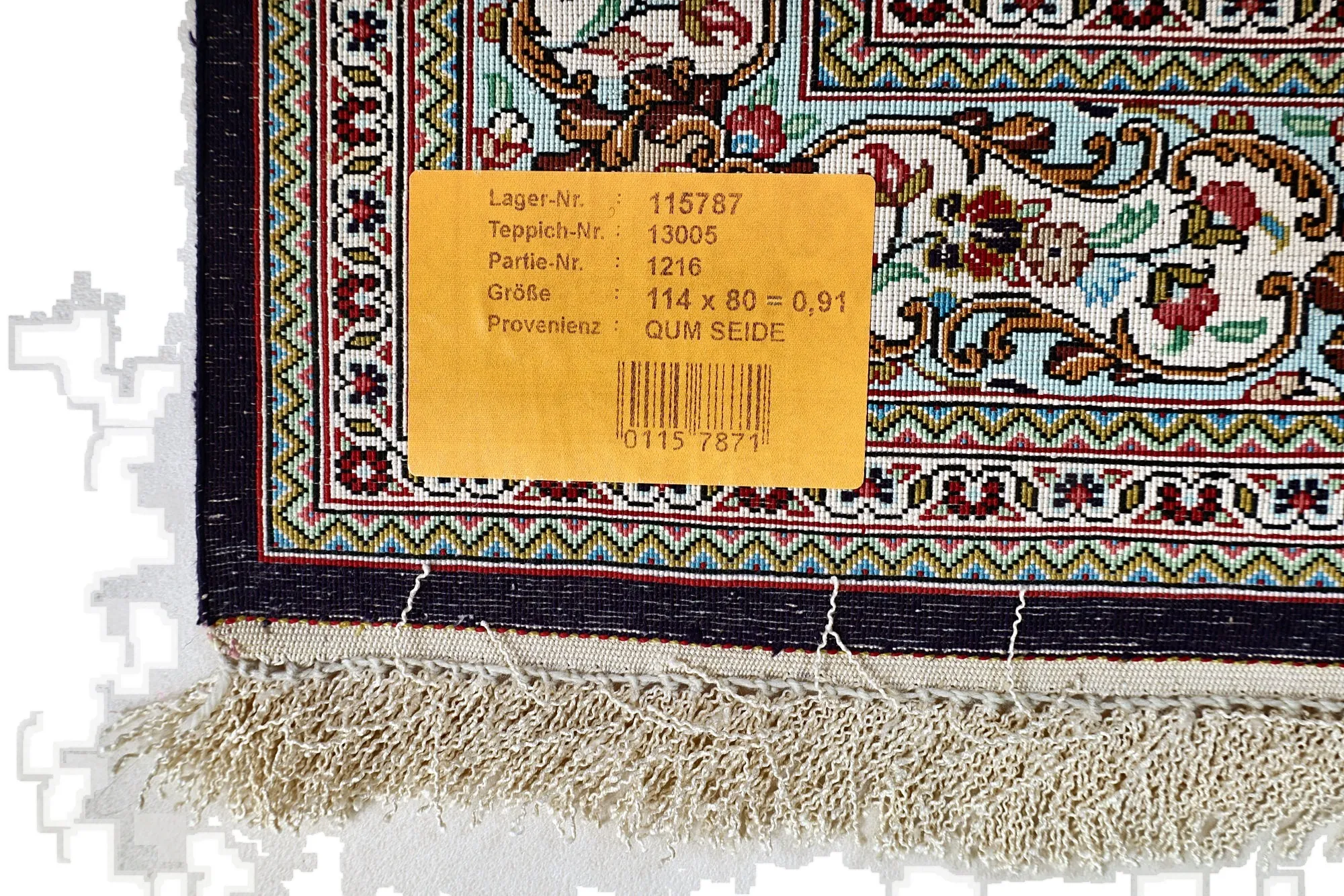 Hand-Knotted Silk Qom Persian Rug, 114 × 80 cm