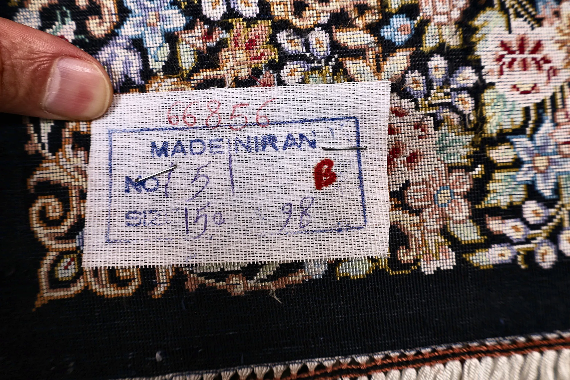 118092-01 Hand-Knotted Silk Qom Persian Rug, 308 × 80 cm
