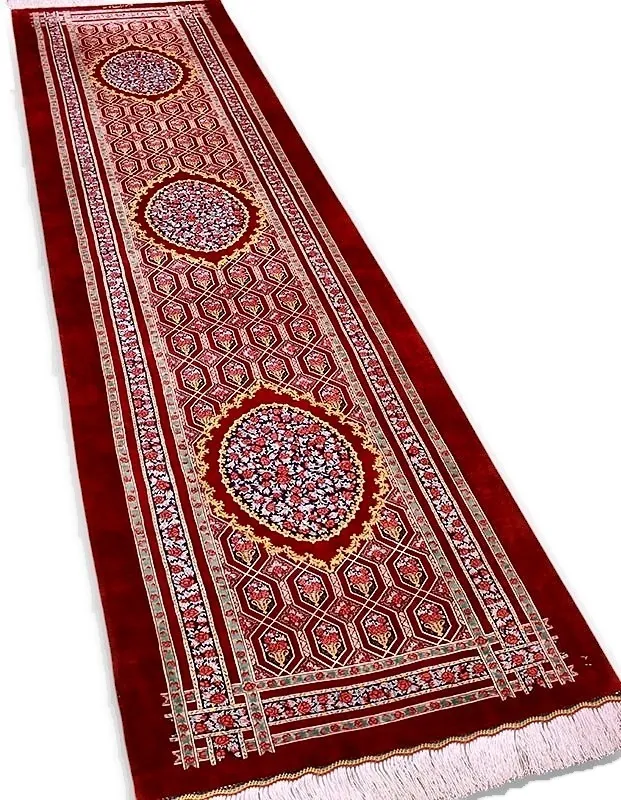 118092-10 Hand-Knotted Silk Qom Persian Rug, 308 × 80 cm