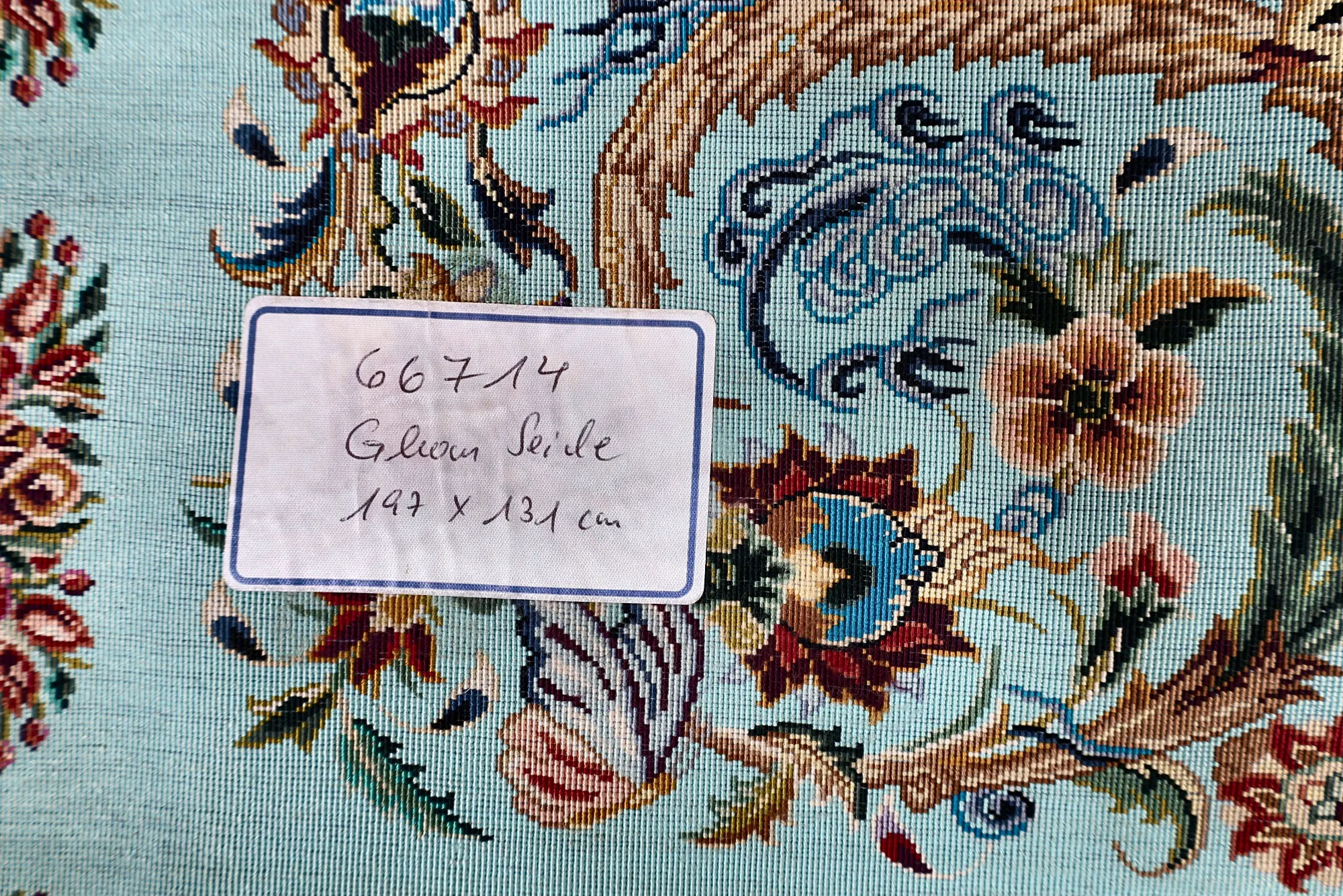 Qom Persian Rug — hand-knotted, 197 × 131 cm, Silk