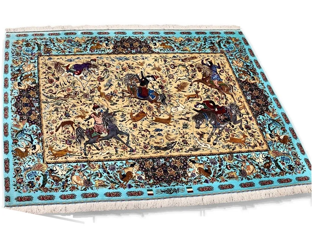 Qom Persian Rug — hand-knotted, 197 × 131 cm, Silk