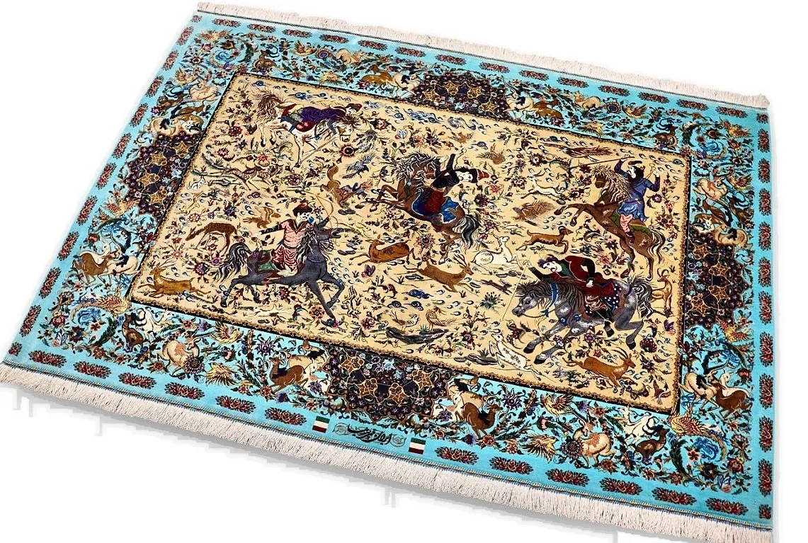 Qom Persian Rug — hand-knotted, 197 × 131 cm, Silk
