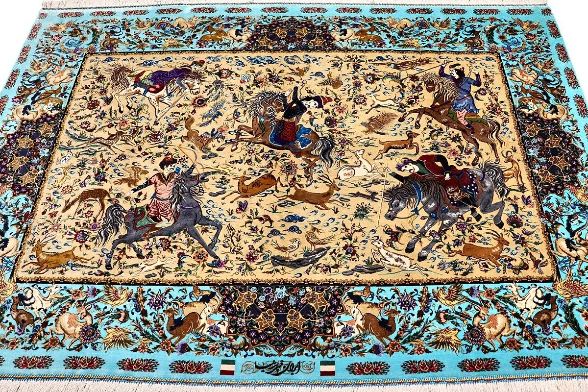 Qom Persian Rug — hand-knotted, 197 × 131 cm, Silk