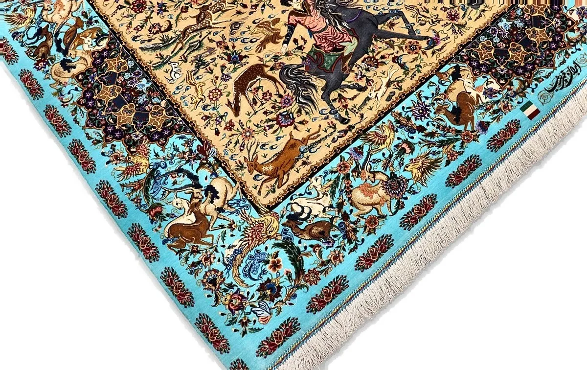 Qom Persian Rug — hand-knotted, 197 × 131 cm, Silk