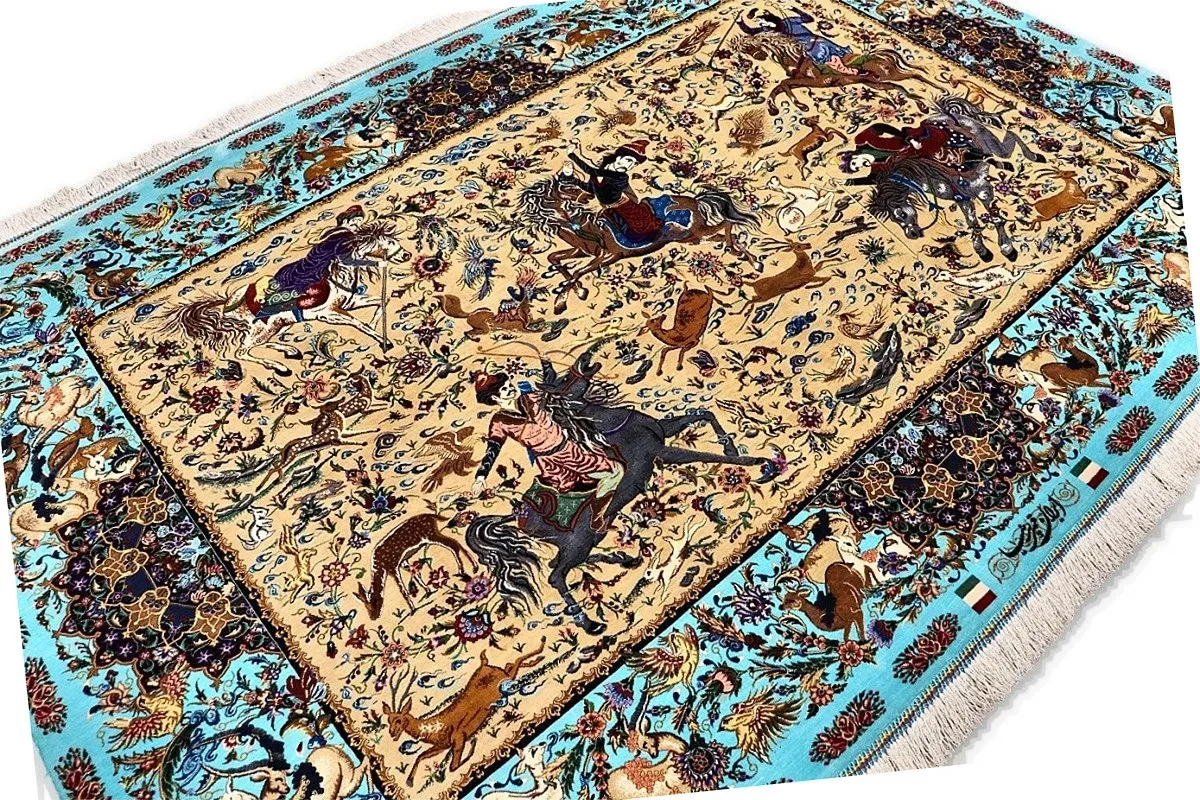 Qom Persian Rug — hand-knotted, 197 × 131 cm, Silk