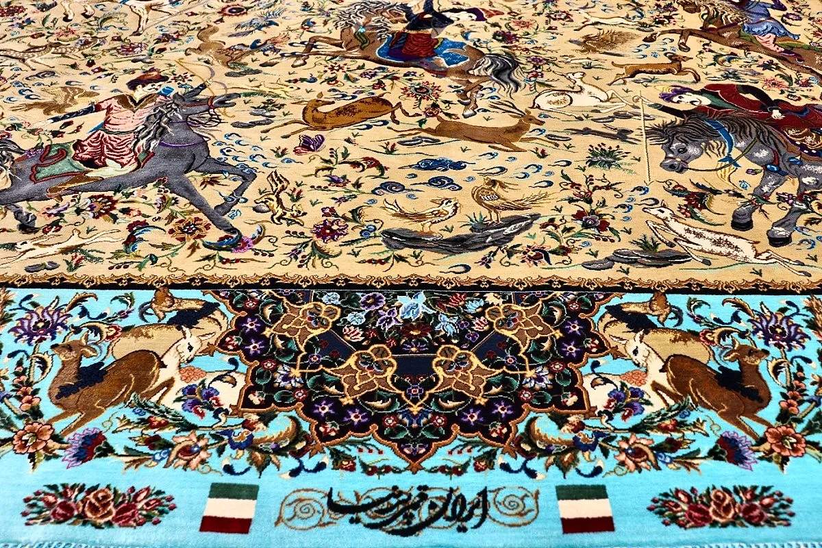 Qom Persian Rug — hand-knotted, 197 × 131 cm, Silk