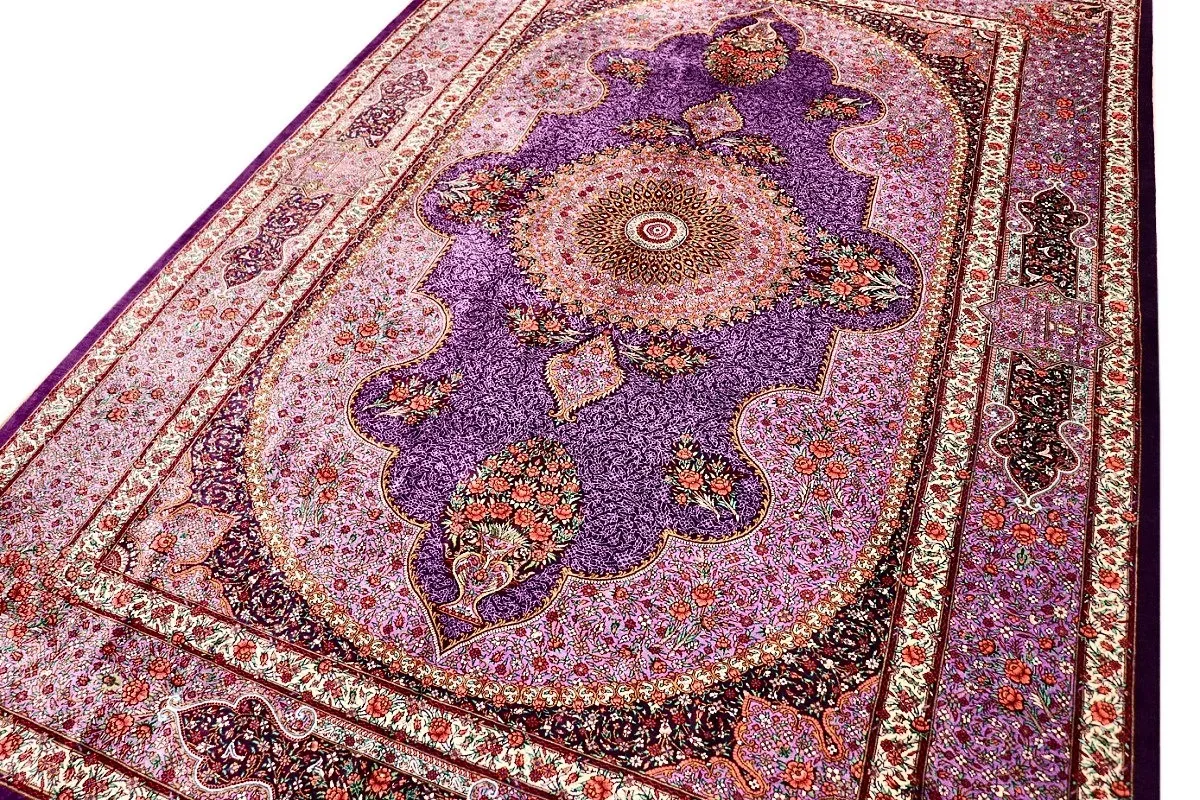 Hand-Knotted Silk Qom Persian Rug, 195 × 134 cm