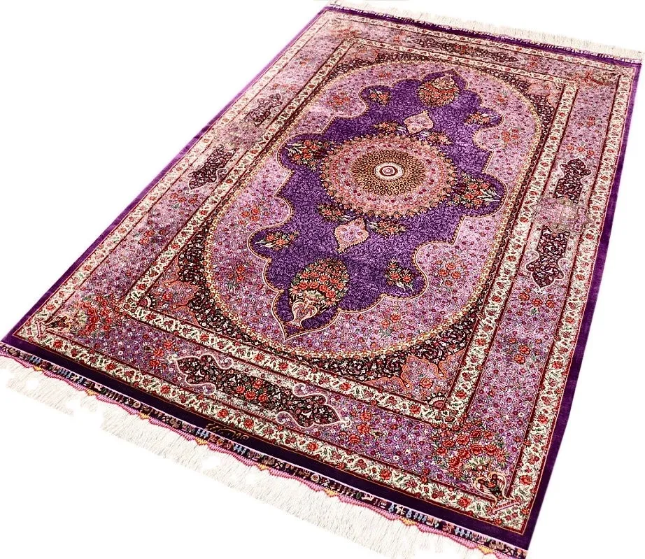 Hand-Knotted Silk Qom Persian Rug, 195 × 134 cm