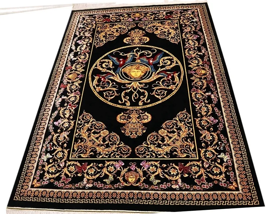 Hand-Knotted Silk Qom Persian Rug, 204 × 131 cm