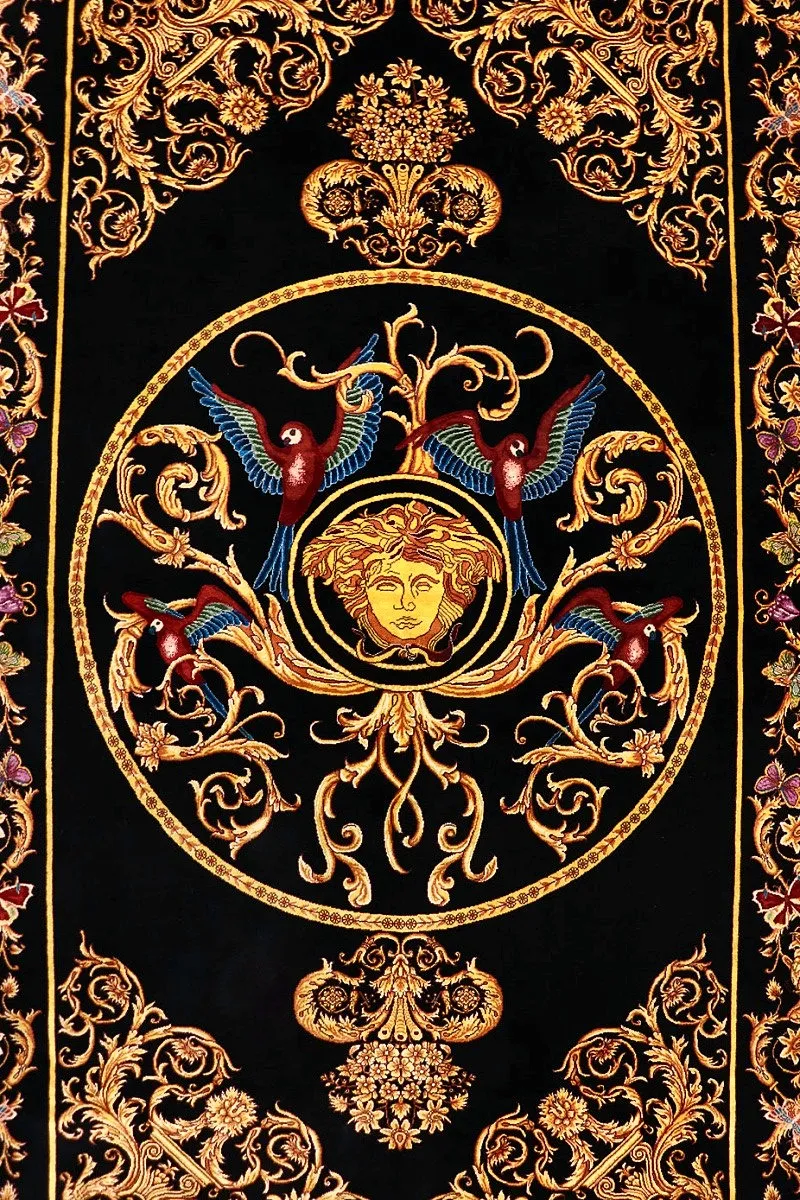Hand-Knotted Silk Qom Persian Rug, 204 × 131 cm