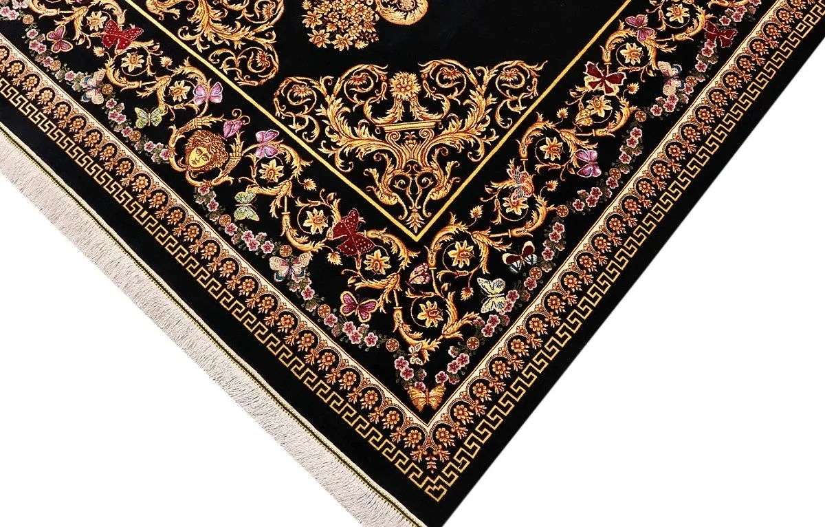 Hand-Knotted Silk Qom Persian Rug, 204 × 131 cm