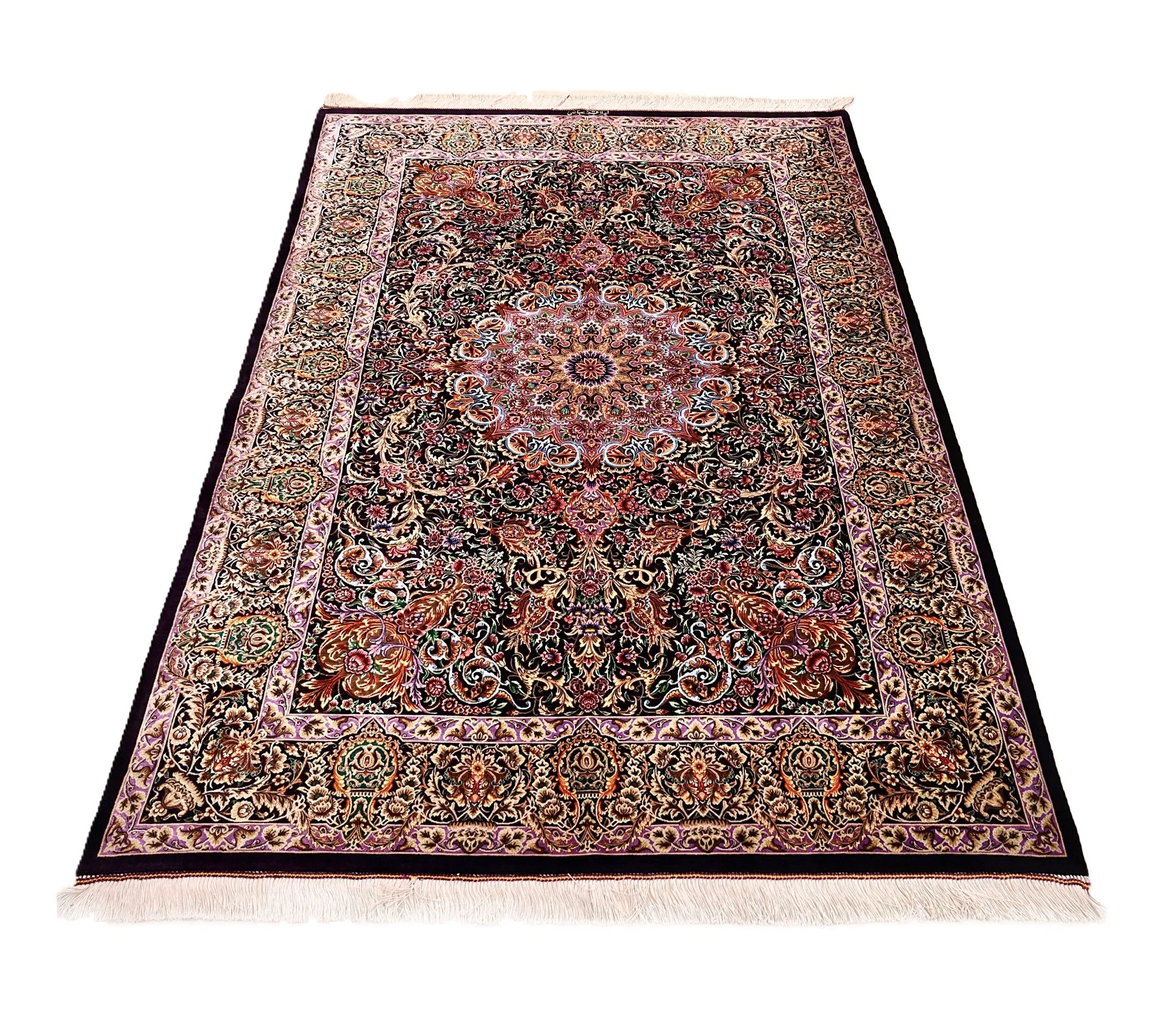 Qom Persian Rug 195 × 136 cm, Silk, hand-knotted