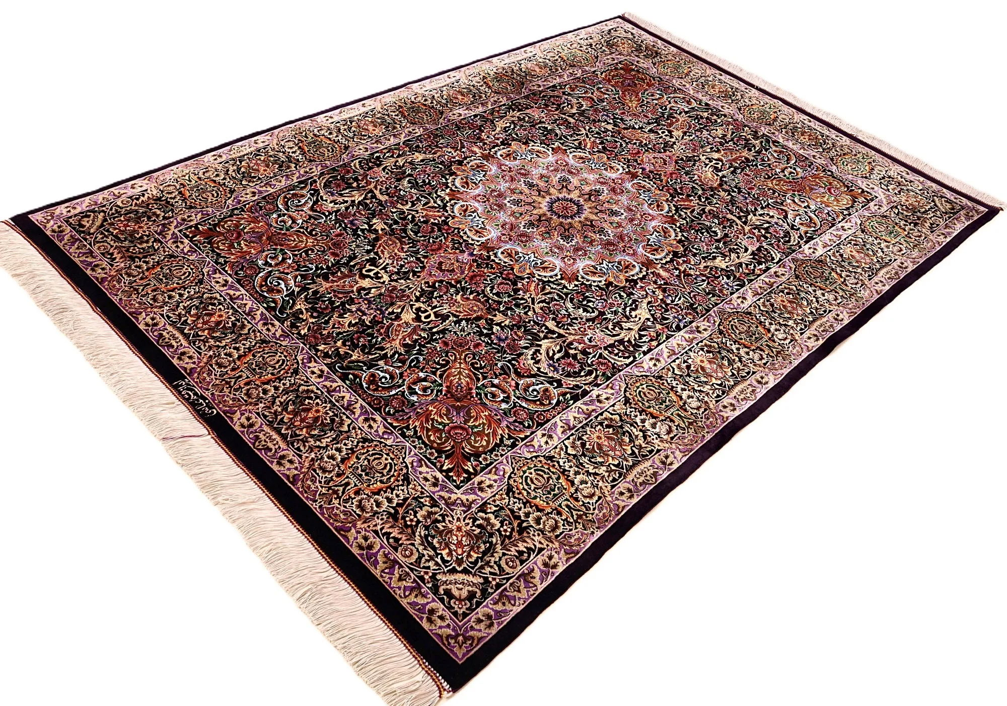 Qom Persian Rug 195 × 136 cm, Silk, hand-knotted