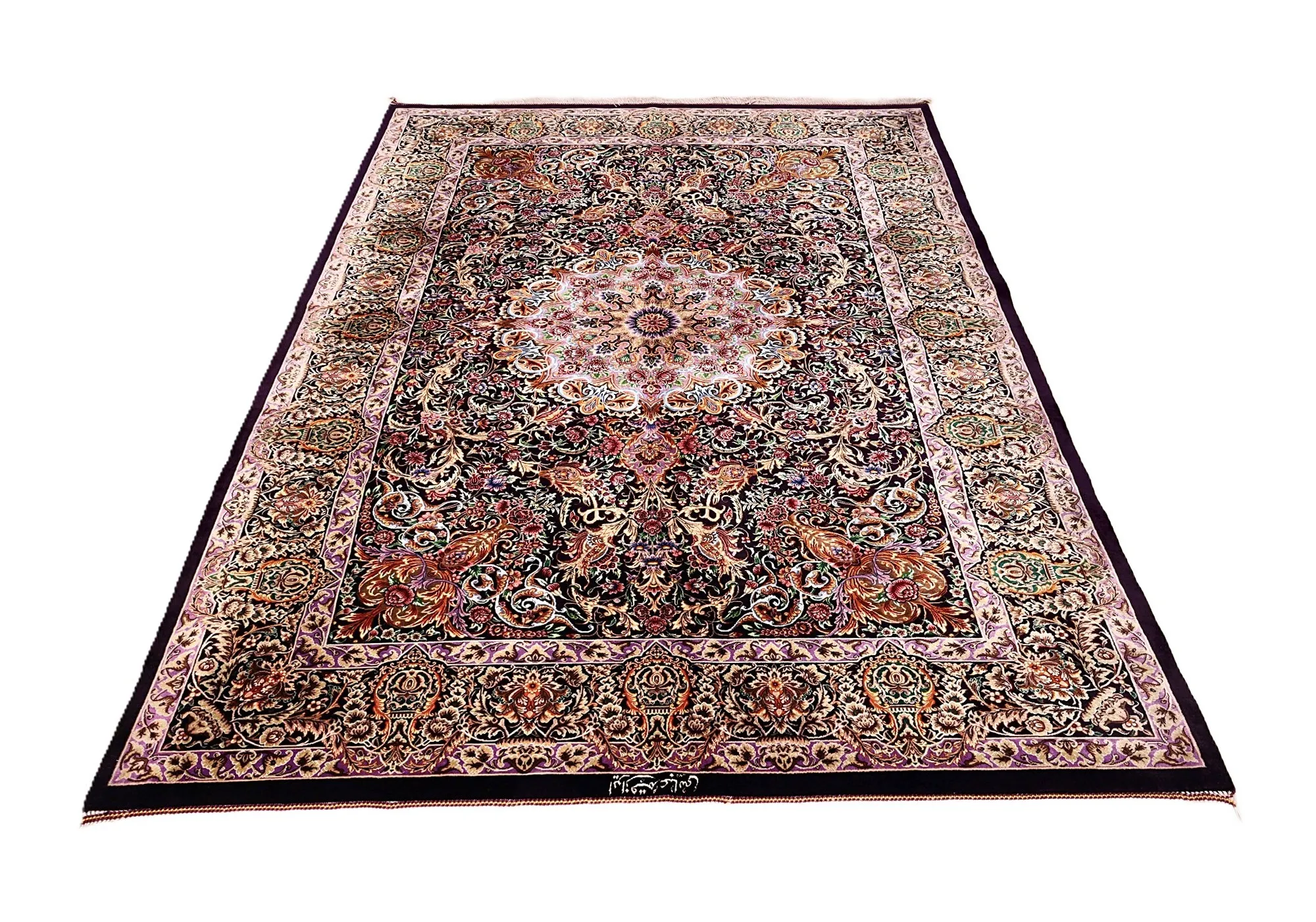 Qom Persian Rug 195 × 136 cm, Silk, hand-knotted