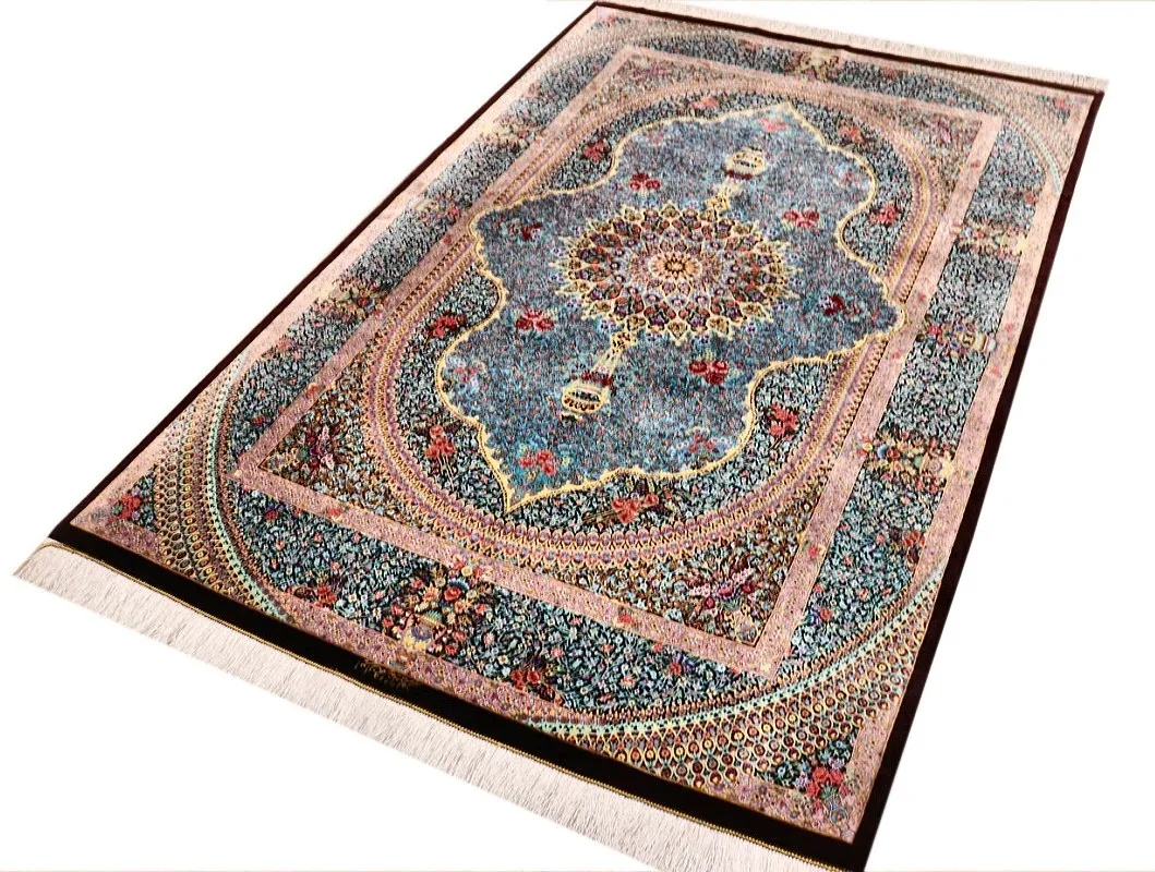Qom Persian Rug — hand-knotted, 200 × 133 cm, Silk