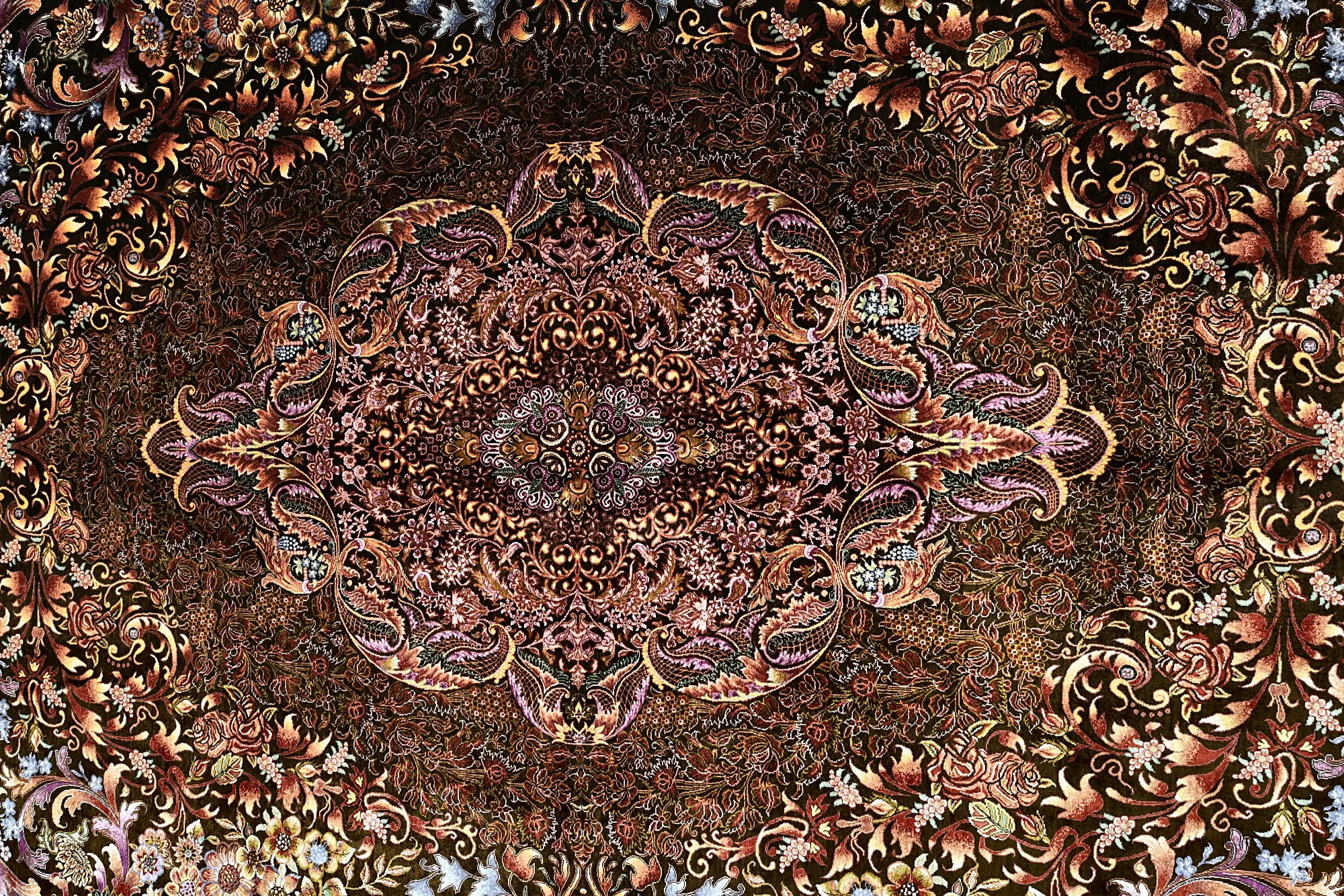 Qom Persian Rug 200 × 140 cm, Silk, hand-knotted
