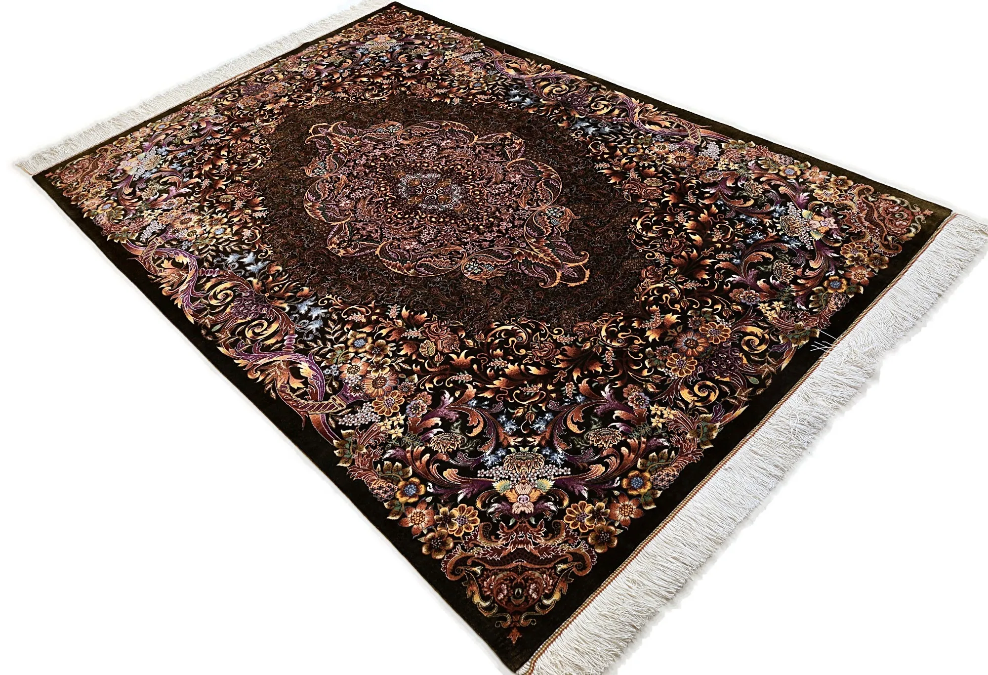 Qom Persian Rug 200 × 140 cm, Silk, hand-knotted