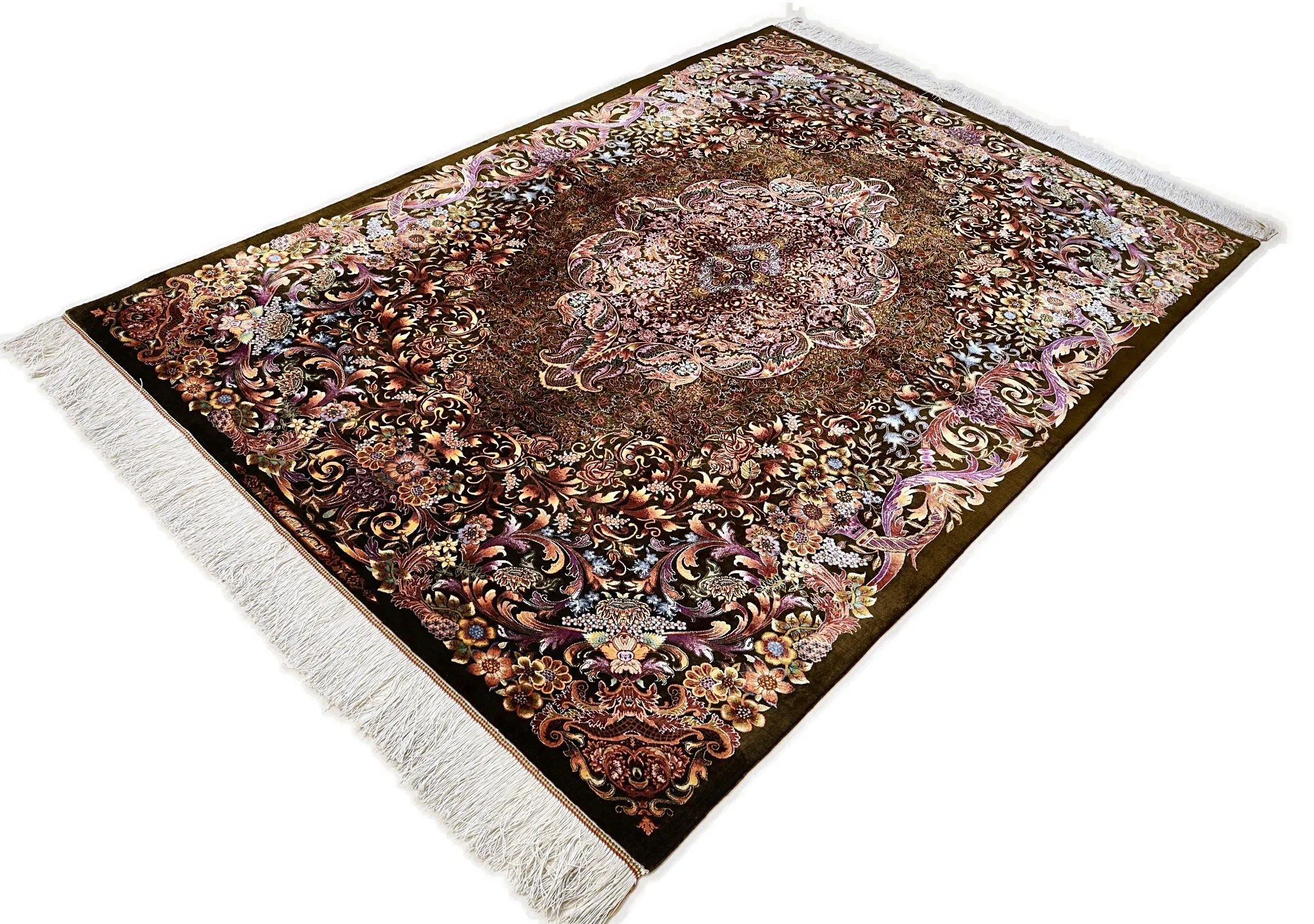 Qom Persian Rug 200 × 140 cm, Silk, hand-knotted