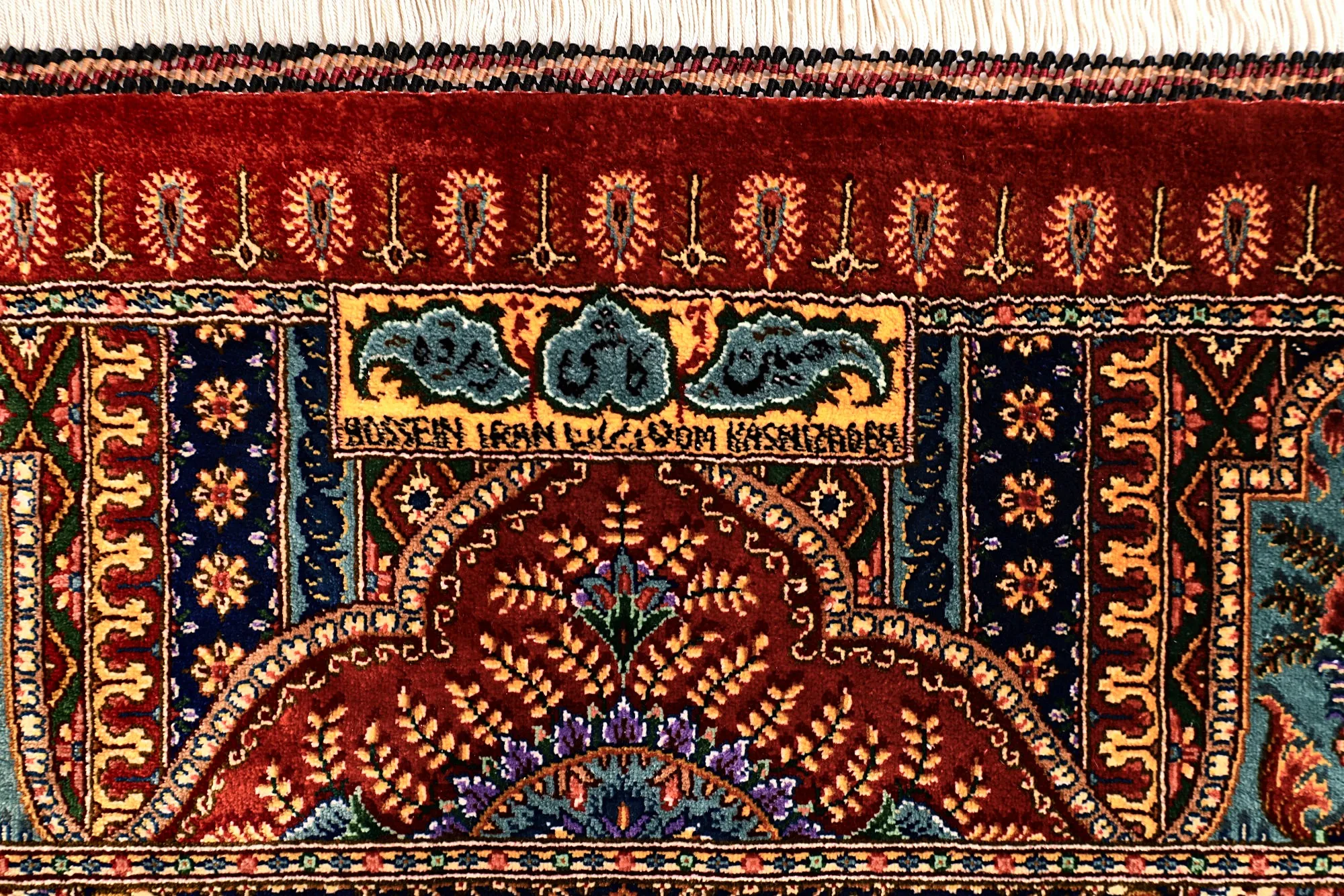 Hand-Knotted Silk Qom Persian Rug, 205 × 140 cm