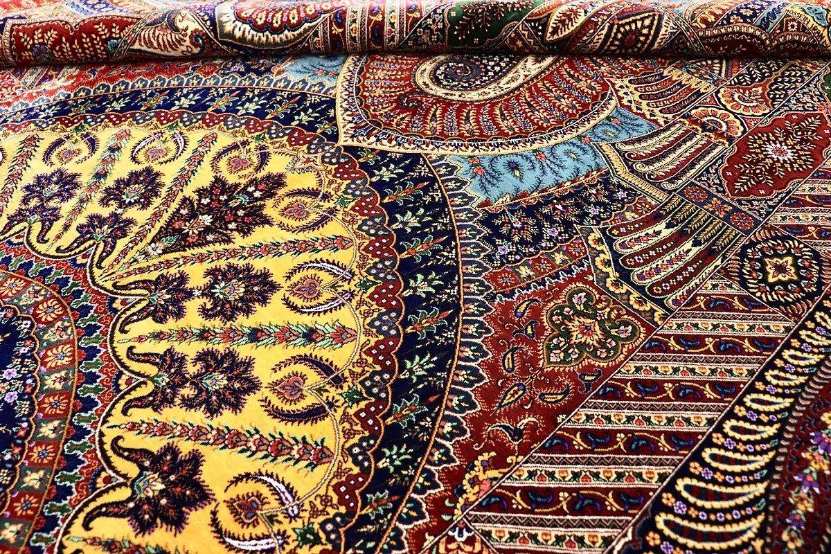 Hand-Knotted Silk Qom Persian Rug, 205 × 140 cm