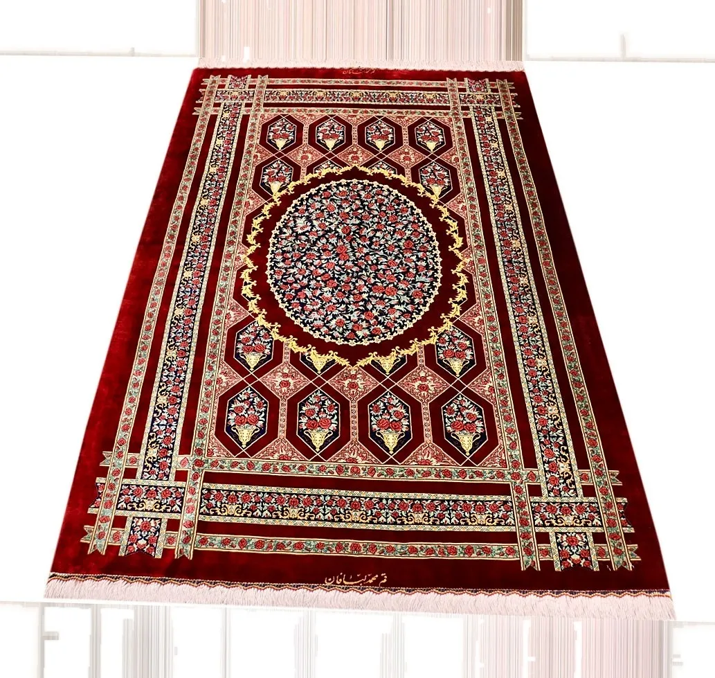 Qom Persian Rug — hand-knotted, 200 × 130 cm, Silk