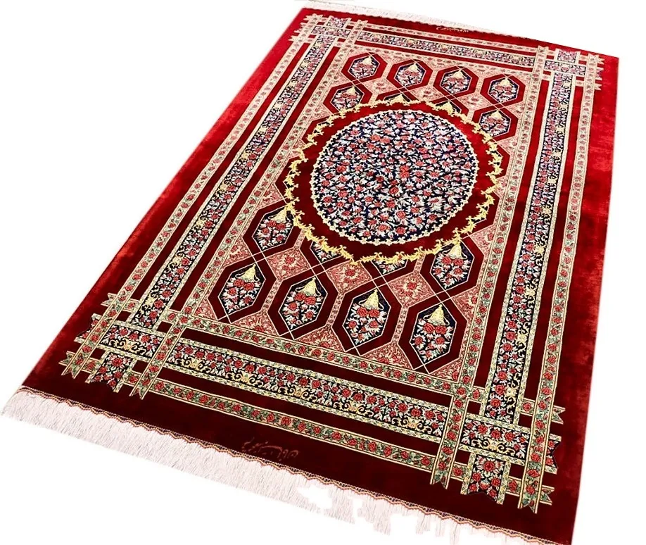 Qom Persian Rug — hand-knotted, 200 × 130 cm, Silk