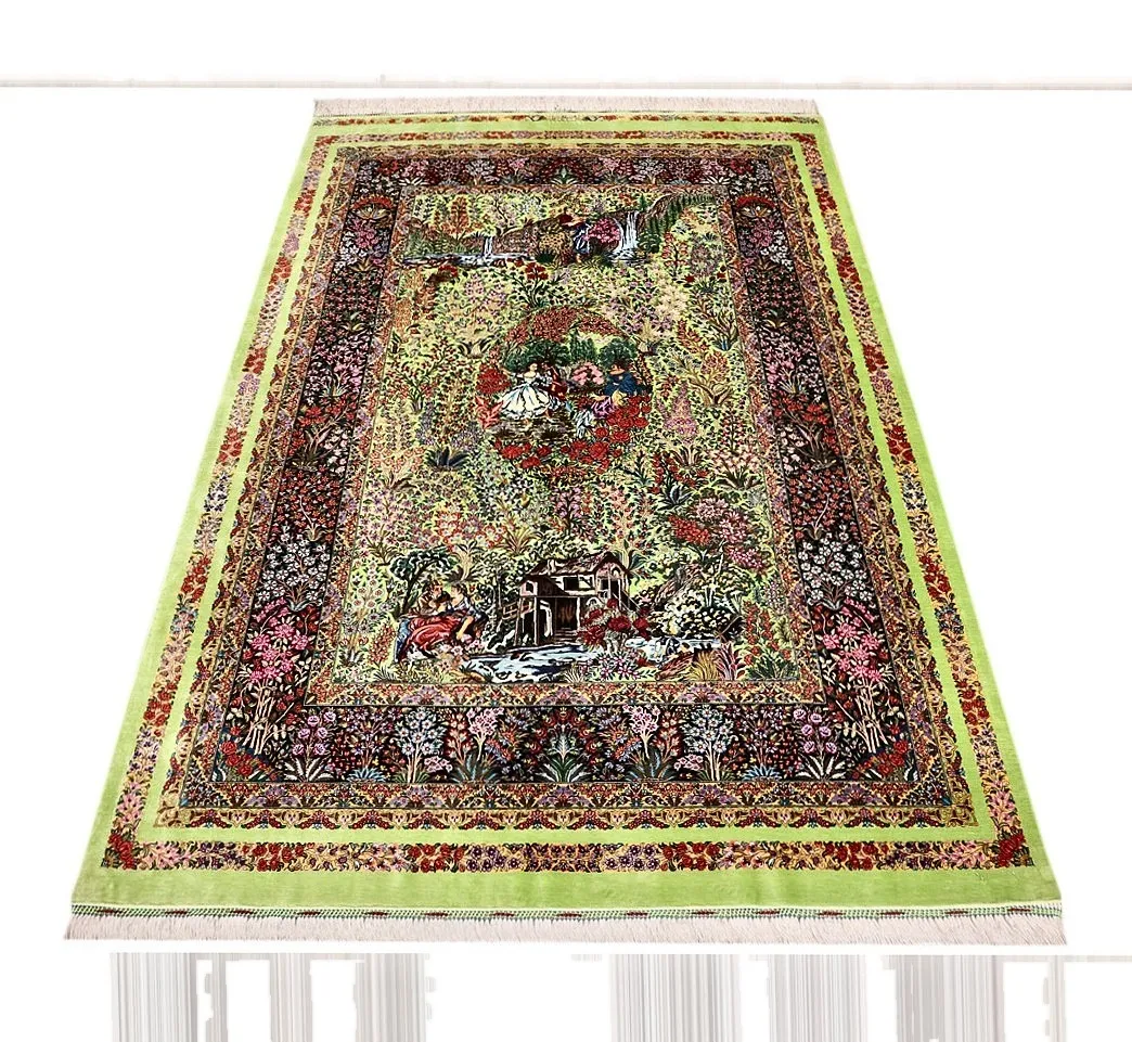 118110-03 Qom Persian Rug — hand-knotted, 209 × 135 cm, Silk