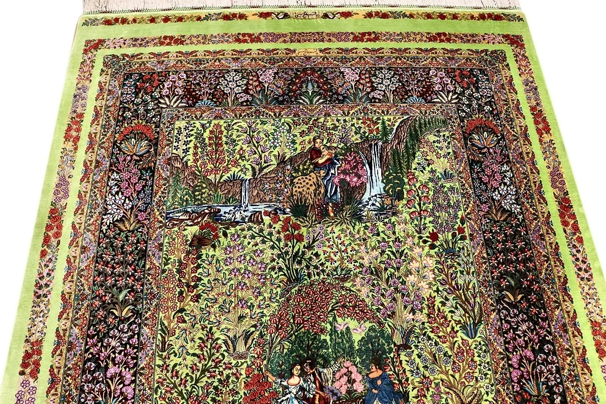 118110-04 Qom Persian Rug — hand-knotted, 209 × 135 cm, Silk