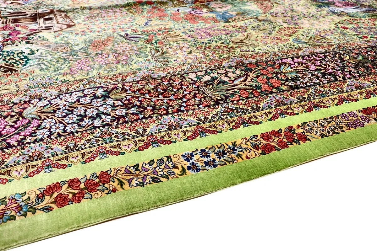 118110-09 Qom Persian Rug — hand-knotted, 209 × 135 cm, Silk