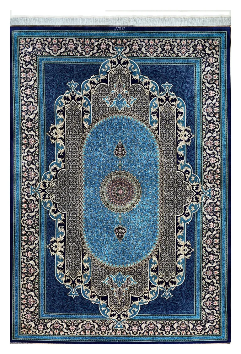 Hand-Knotted Silk Qom Persian Rug, 200 × 140 cm