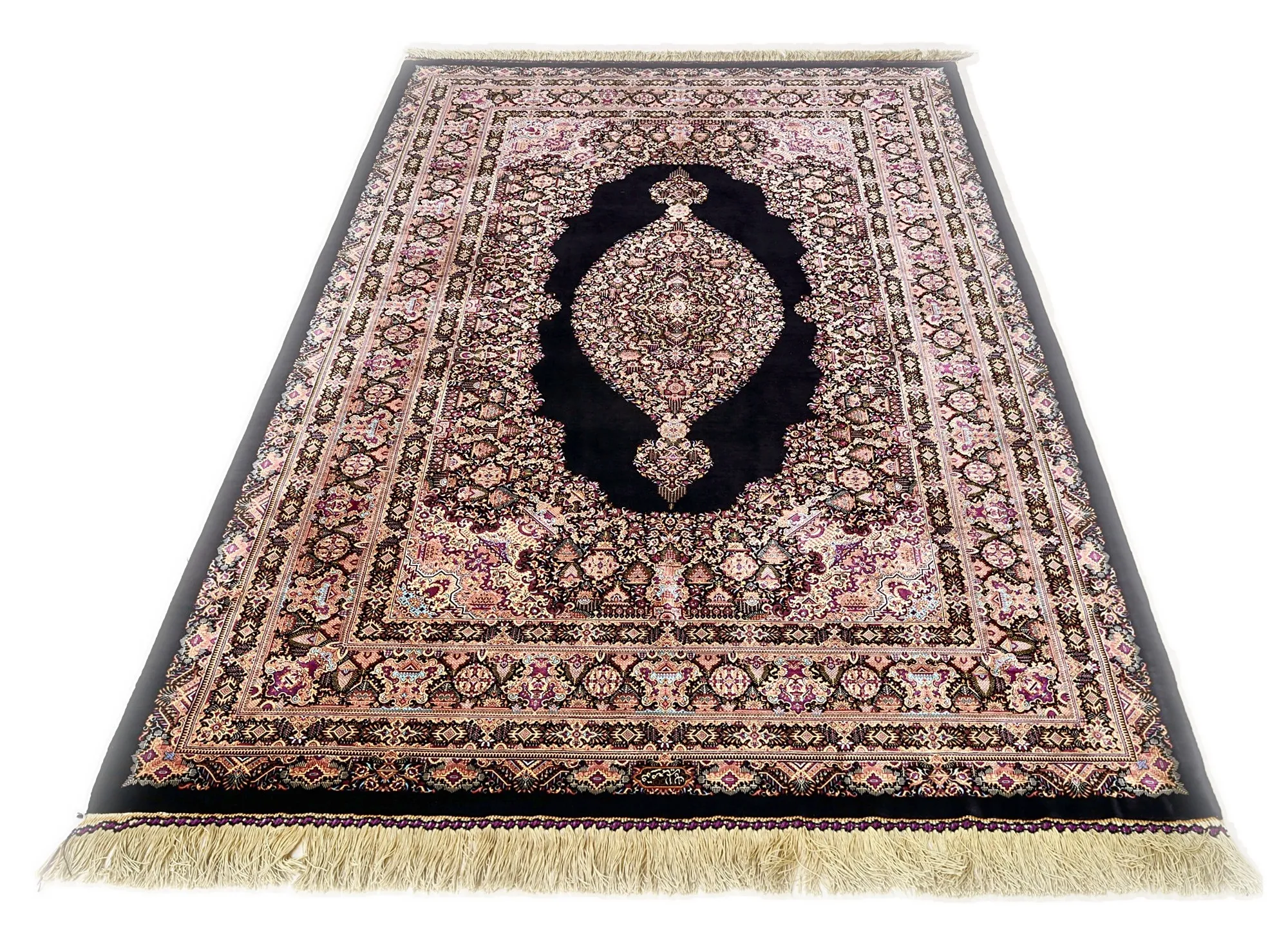 Qom Persian Rug 205 × 135 cm, Silk, hand-knotted