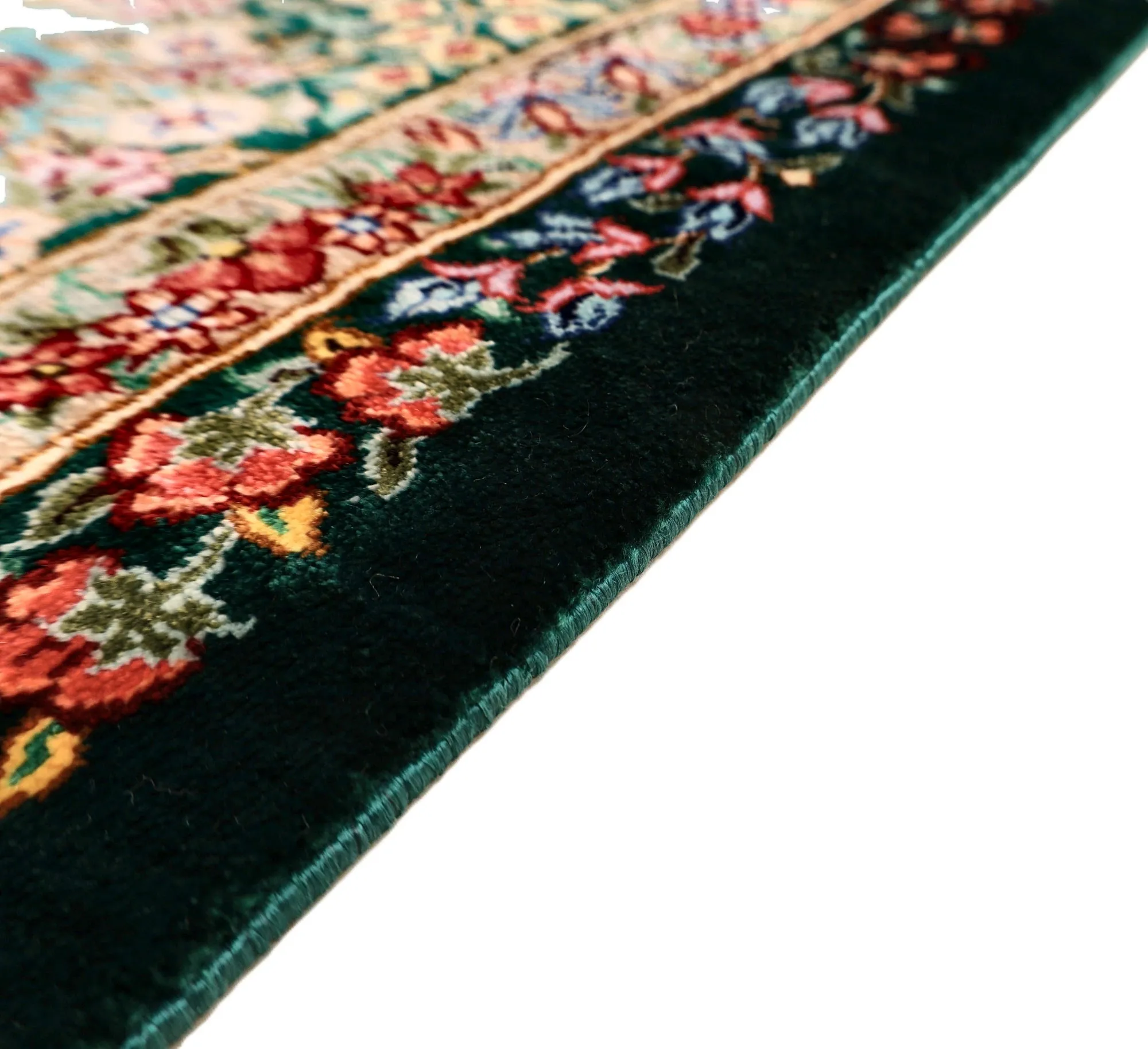 Qom Persian Rug — hand-knotted, 205 × 138 cm, Silk