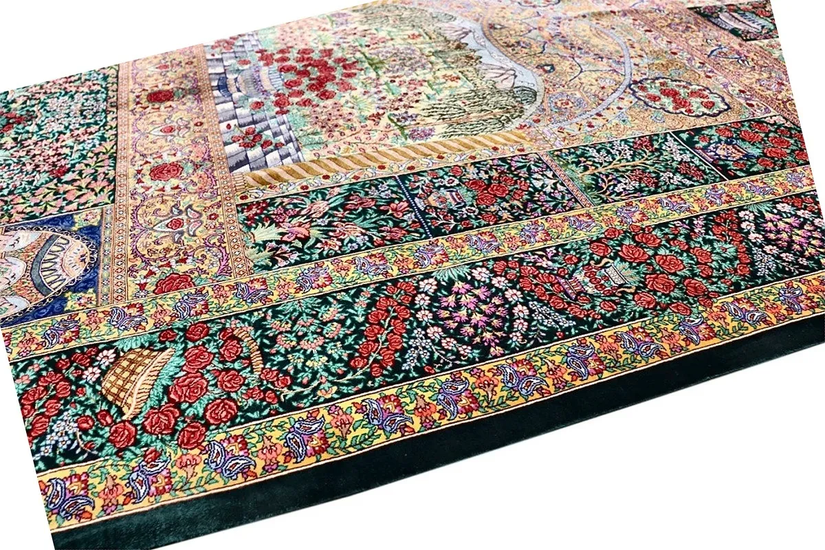 Hand-Knotted Silk Qom Persian Rug, 200 × 133 cm