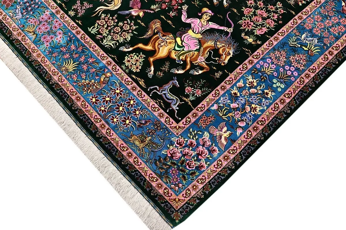 118125-03 Qom Persian Rug — hand-knotted, 204 × 136 cm, Silk