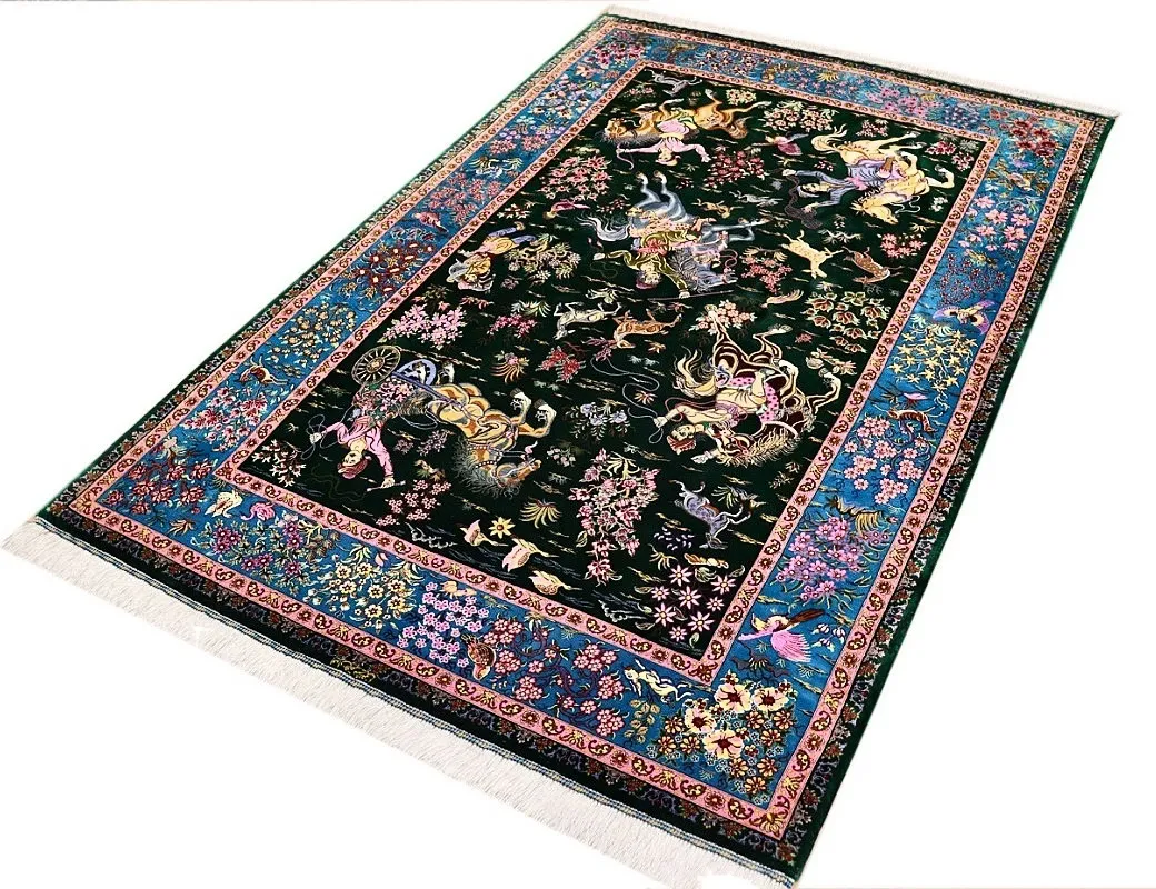 118125-08 Qom Persian Rug — hand-knotted, 204 × 136 cm, Silk